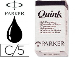 5 cartuchos tinta estilográfica Parker negra